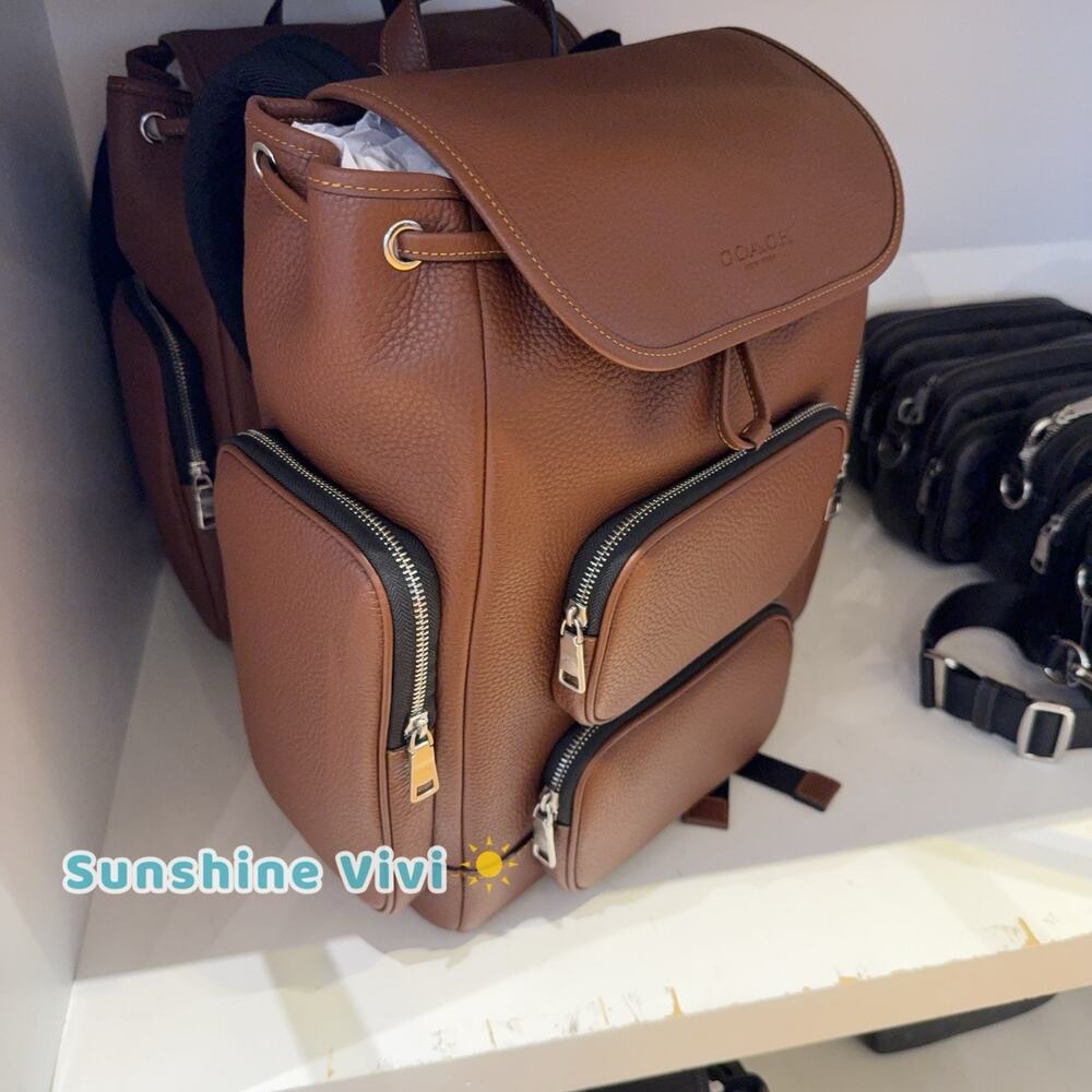 NWT Coach Finn Backpack CDC72 Soft Pebble Leather Silver VINTAGE BROWN - Picture 7 of 9
